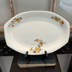 Vintage Serving Platter - Homer Laughlin Orange and Yellow Flowers